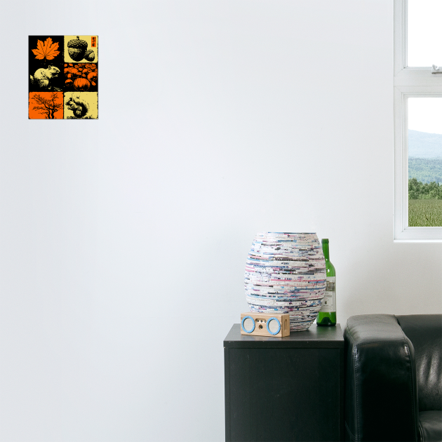 Autumn Squirrel - Retro Ukiyo-e Fall Aesthetic by TuncGK